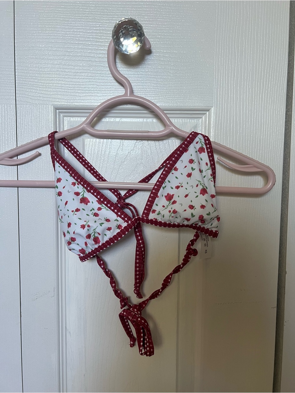 Floral red and white bikini top